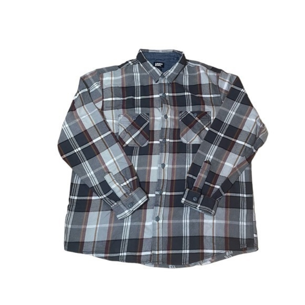 Land's End Men's Flannel Shirt Jacket - Charcoal Plaid - Size XXL - NWT